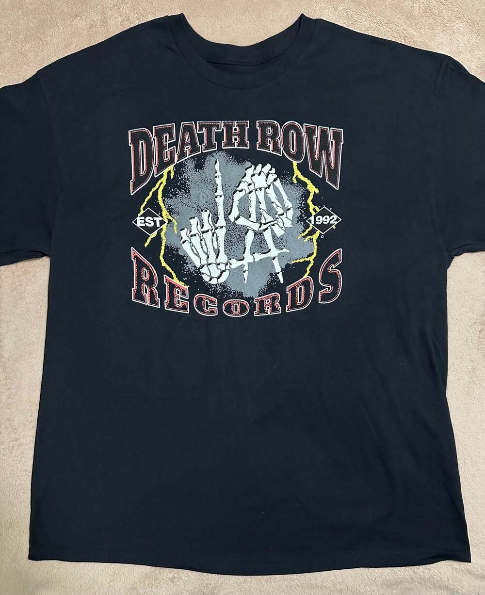 Death Row Records LA Skeleton Hand Sign Graphic T-Shirt, Size XL